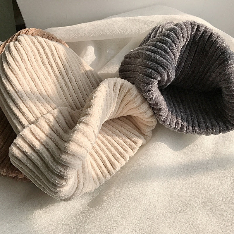 Winter Snow Beanie - Warm Chenille Skullies Cap | emerallda