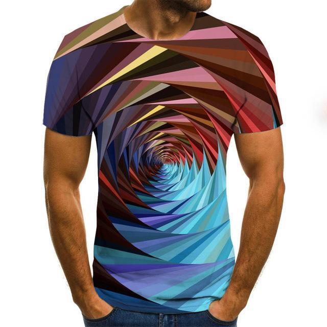 3D Vortex Men's T-Shirt - Printed Summer Casual | emerallda